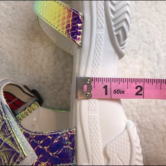 Sneaker Platform Sandals Pink Iridescent Shiny - Picture 7 of 8